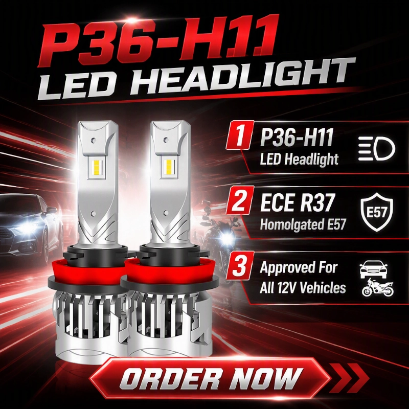 Luxfighter Launches ECE R37-Certified P36 H11 LED Headlight Bulbus